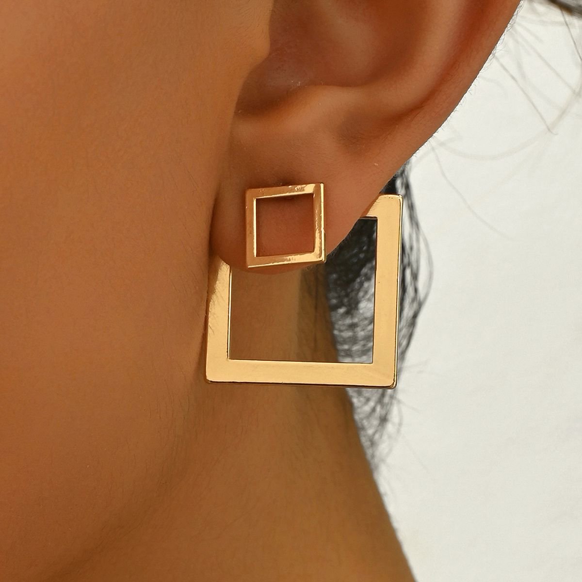 Modern Geometric Gold Stud Earrings Set