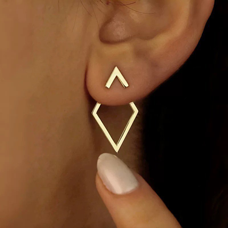 Modern Geometric Gold Stud Earrings Set