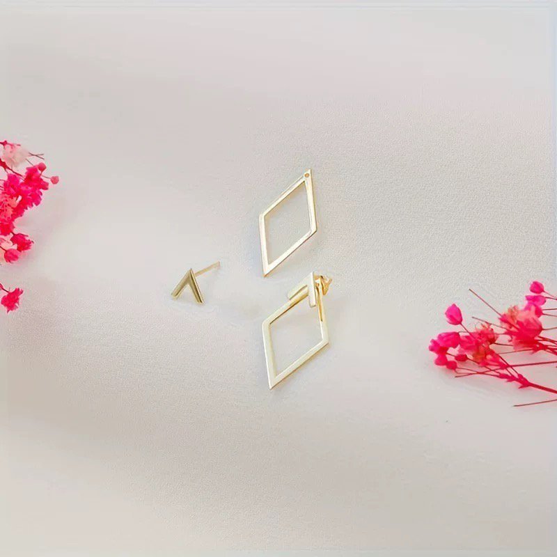 Modern Geometric Gold Stud Earrings Set