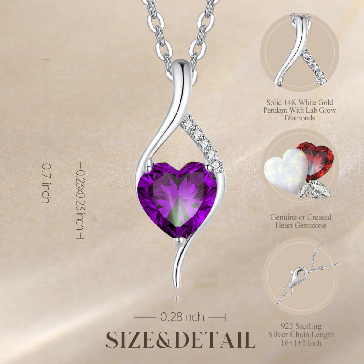 Zircon Inlay Pendant Necklace