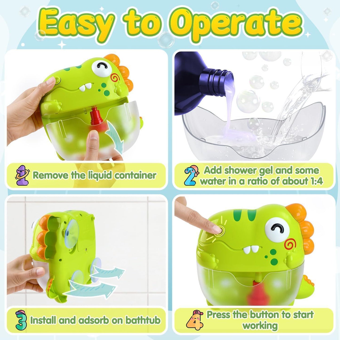 Dinosaur Bubble Machine Children's Bathroom Bath And Water Toys